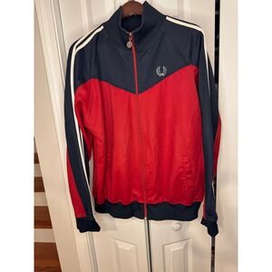 Fred Perry Sportswear Track Jacket Men's Red Navy Laurel Wreath Full Zip XL